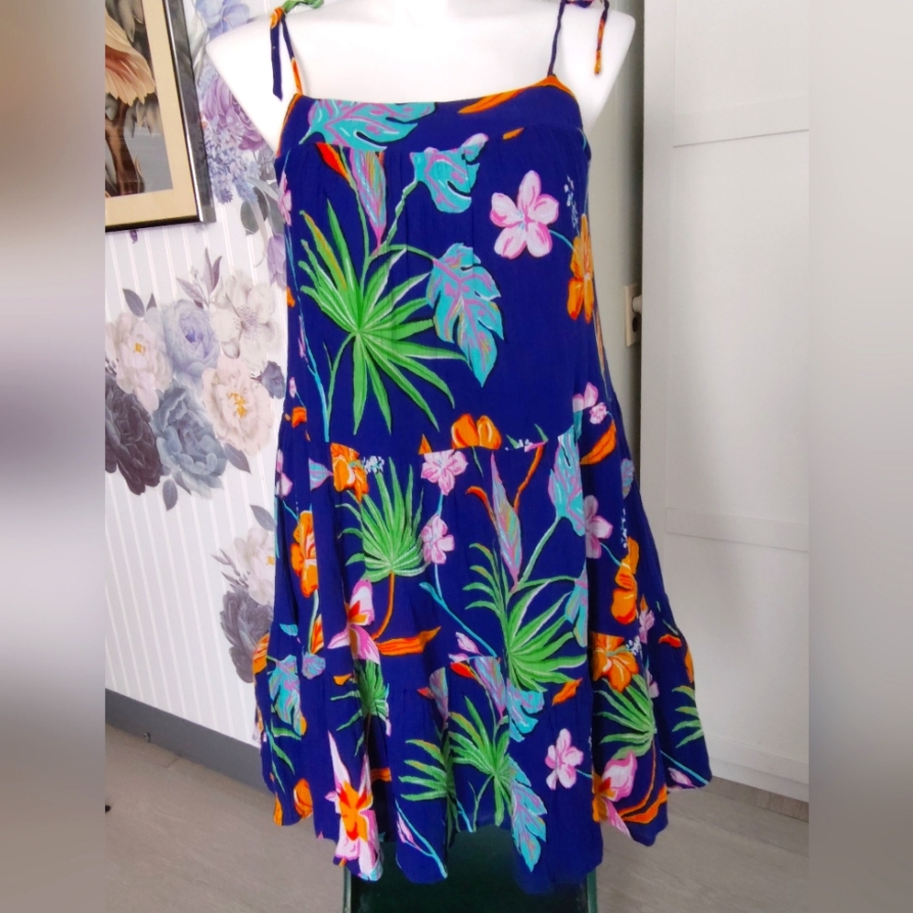 Tori Richard The Feelings Right Justina Dress Size Lg Floral Tropical Orig $158